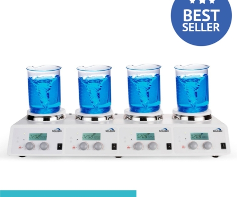 [80302711109999] SCILOGEX SCI340-4 Digital Hotplate-Stirrer 4-Channel, Ceramic Plates, 340ºC - 1500rpm Max.